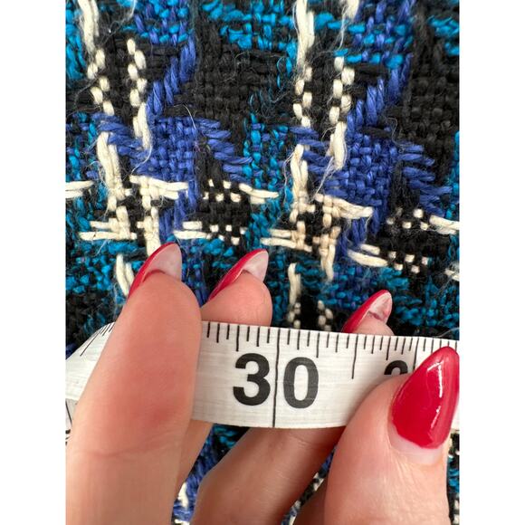 Loft Skirt Womens 2 Blue Plaid Tweed Mini Academia Preppy Grunge Capsule Boho - Picture 9 of 9